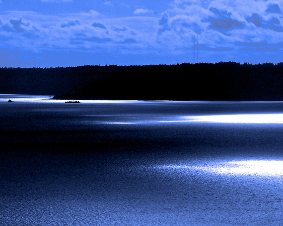 Pools of light in blue