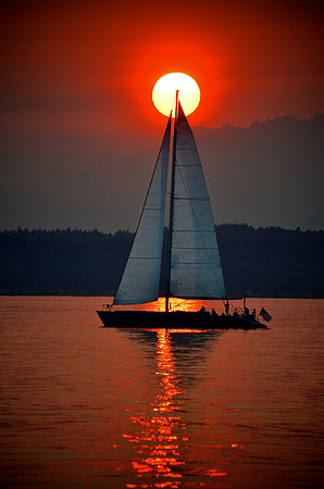 Perfect sailboat sunset