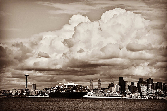 Sepia Clouds over Seattle