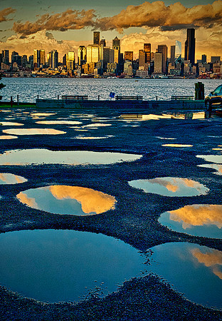 Puddles and the skyline